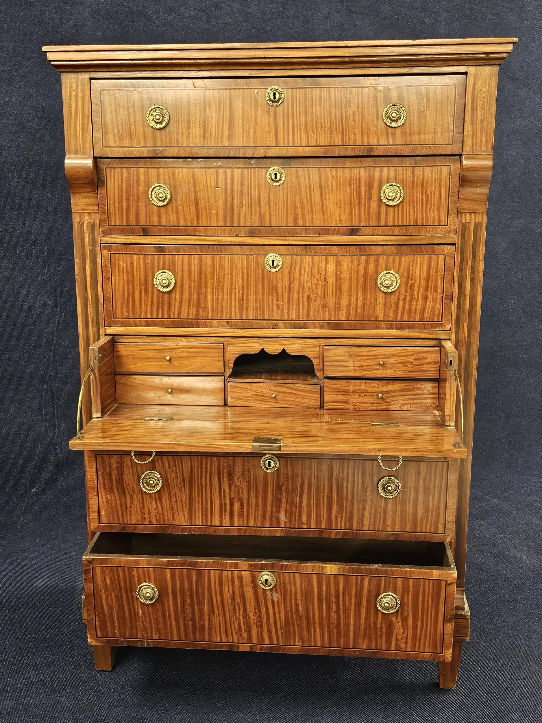 A 19th century Continental tall chest mahogany, kingwood with ebony and satinwood stringing, - Image 4 of 7