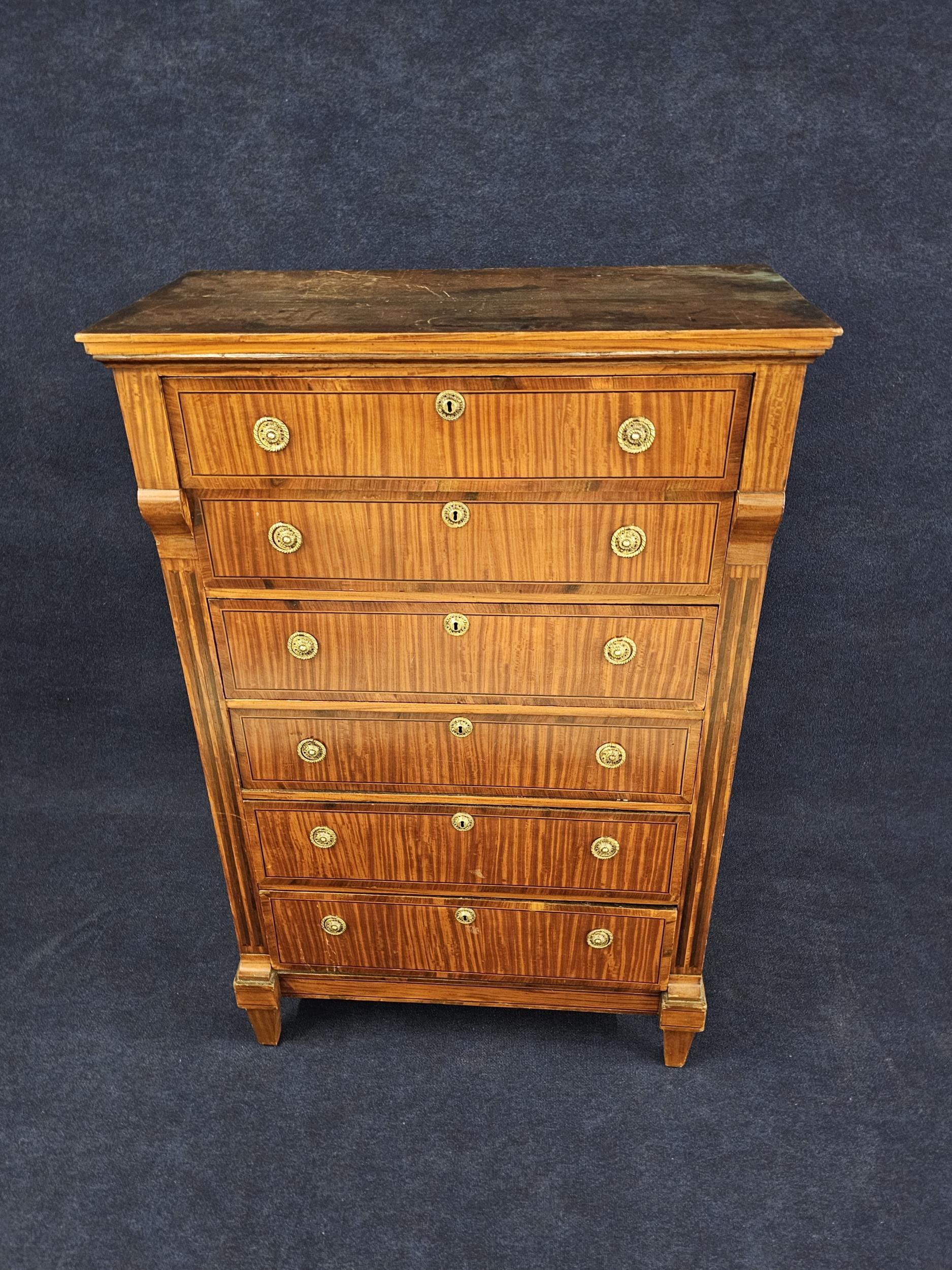 A 19th century Continental tall chest mahogany, kingwood with ebony and satinwood stringing, - Image 2 of 7