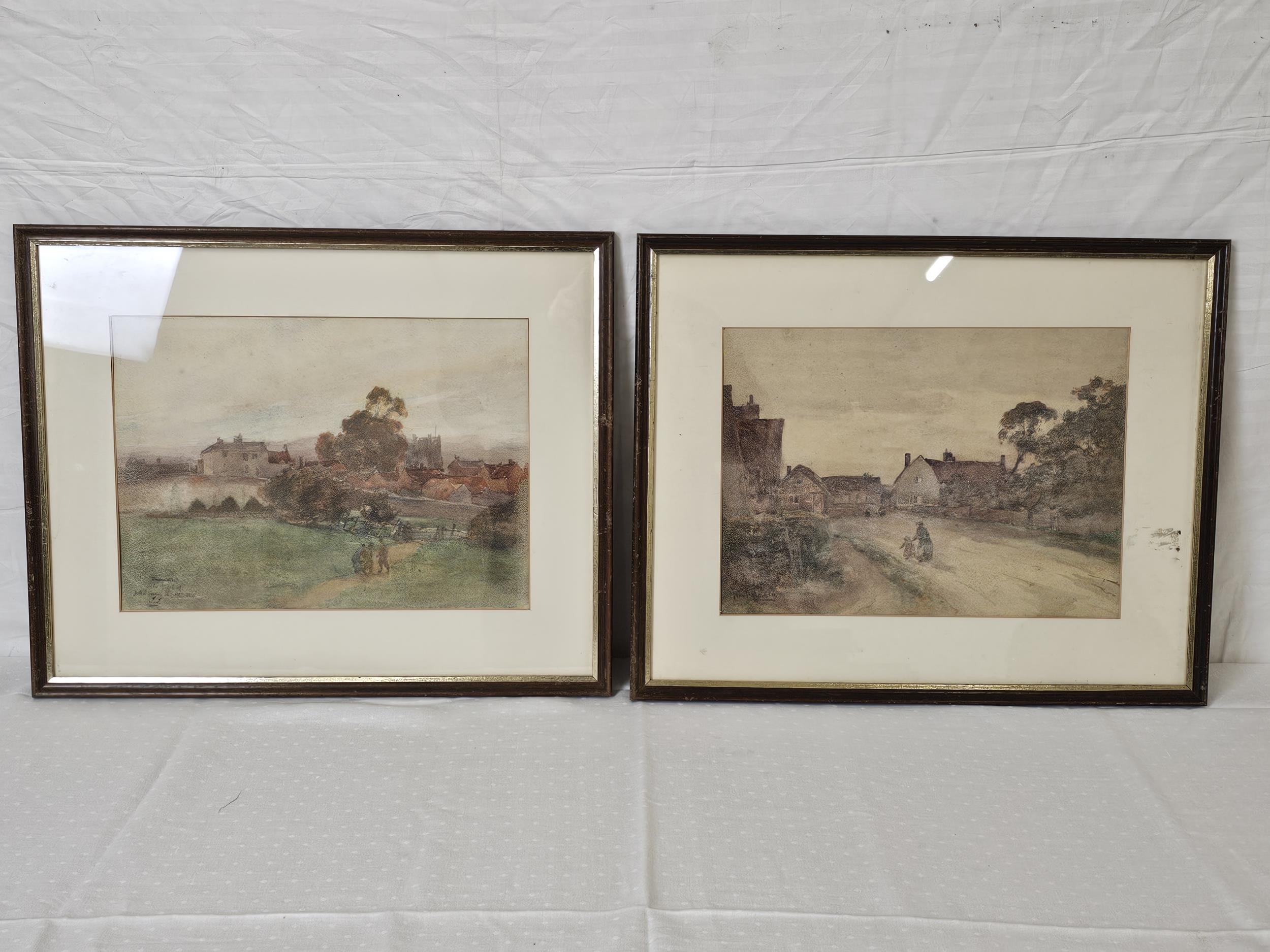 John Terris (1865-1914), a pair of framed and glazed watercolours, rural scenes, signed. H.44 W.