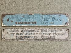 Two 19th century cast iron railway plaques. H.12 W.66cm.