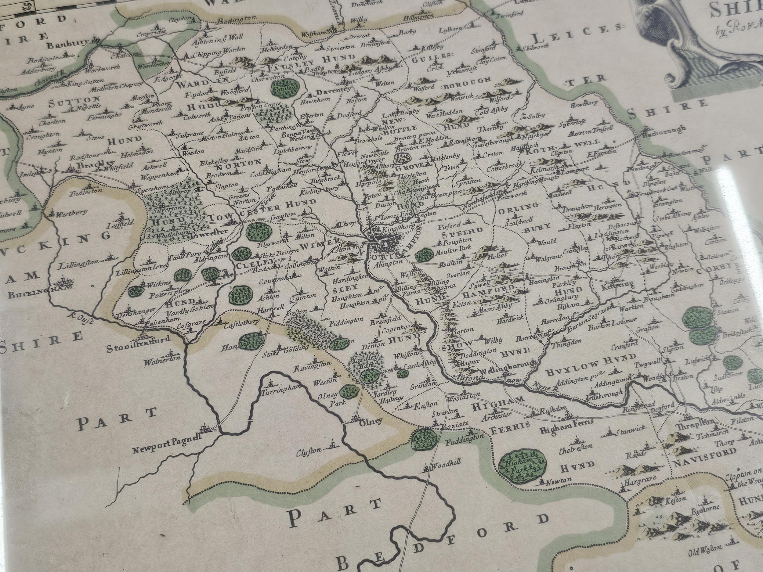 Two framed and glazed maps of Northamptonshire. Largest H.39 W.46cm. - Image 4 of 5