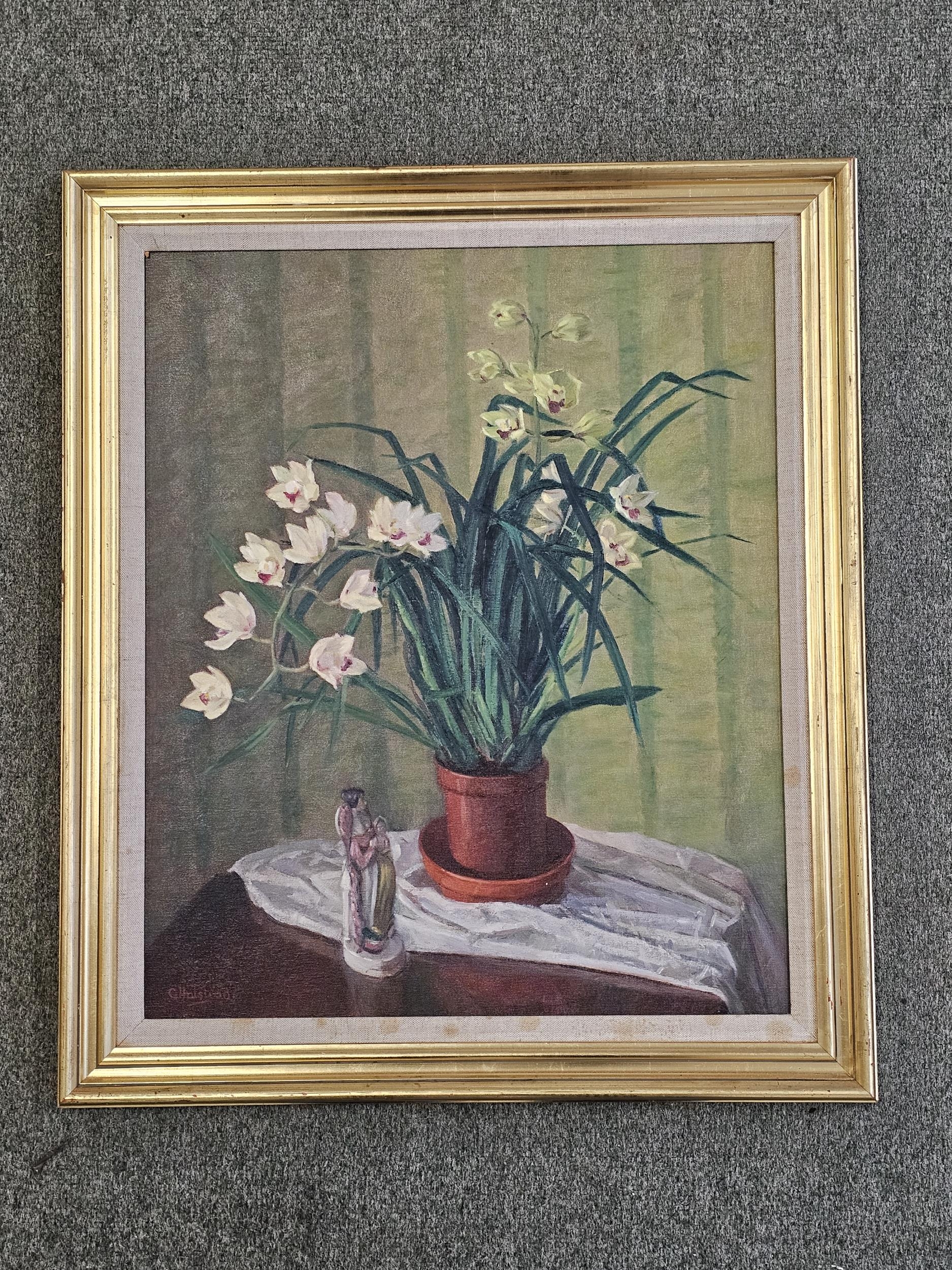 Oil on board, still life study, signed. H.72 W.61cm. - Image 2 of 5