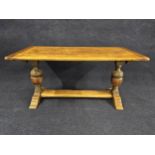 Dining table, mid century oak Jacobean style. H.74 W.153 D.80cm.