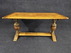 Dining table, mid century oak Jacobean style. H.74 W.153 D.80cm.