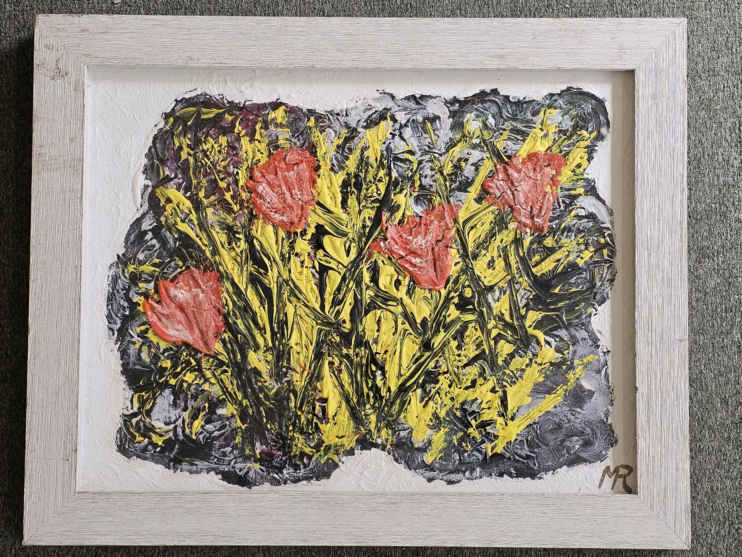 Oil on board, impasto flowers, initialled. H.43 W.53cm. - Image 2 of 4