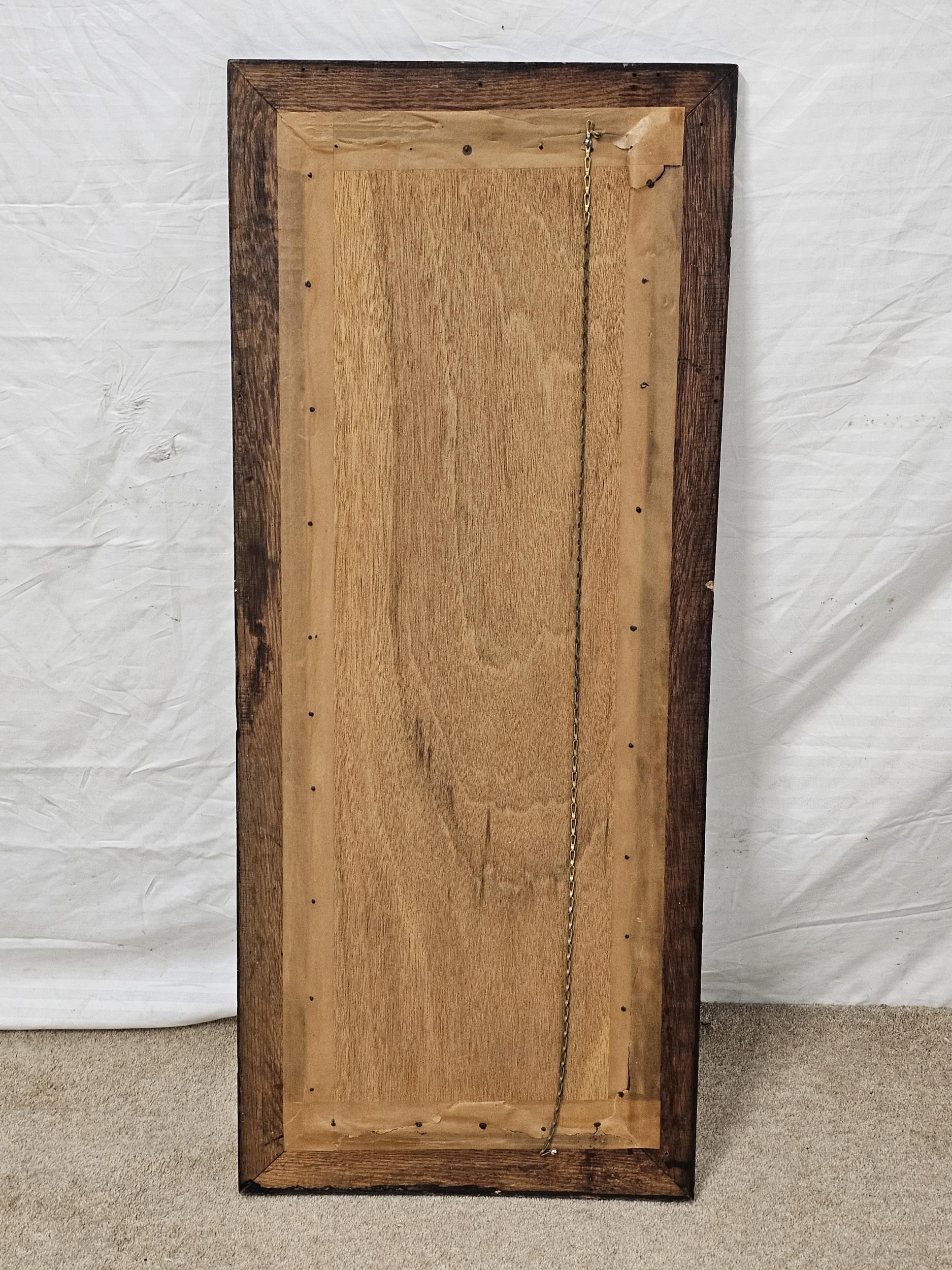 Wall mirror, mid century oak with bevelled plate. H.44 W.115cm. - Image 3 of 5