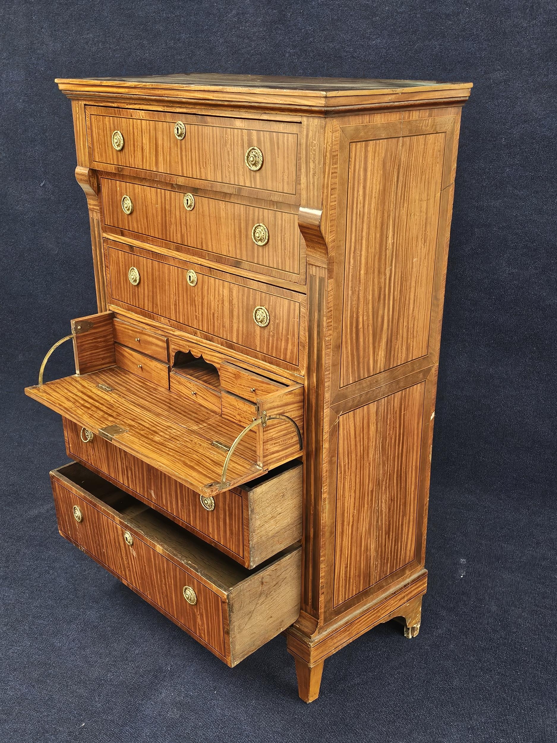 A 19th century Continental tall chest mahogany, kingwood with ebony and satinwood stringing, - Image 5 of 7