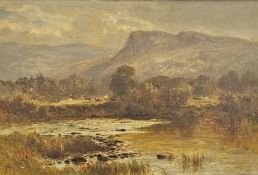 Oil on canvas, 19th century, a Welsh stream, signed, inscribed signed and dated to the reverse. H.63