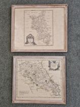 Two framed and glazed maps of Northamptonshire. Largest H.39 W.46cm.