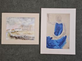 Two unframed, signed prints. H.60 W.80cm.