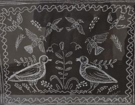 Valerios Caloutsis (1927-2014), framed and glazed chalk on paper, birds amongst foliage, signed