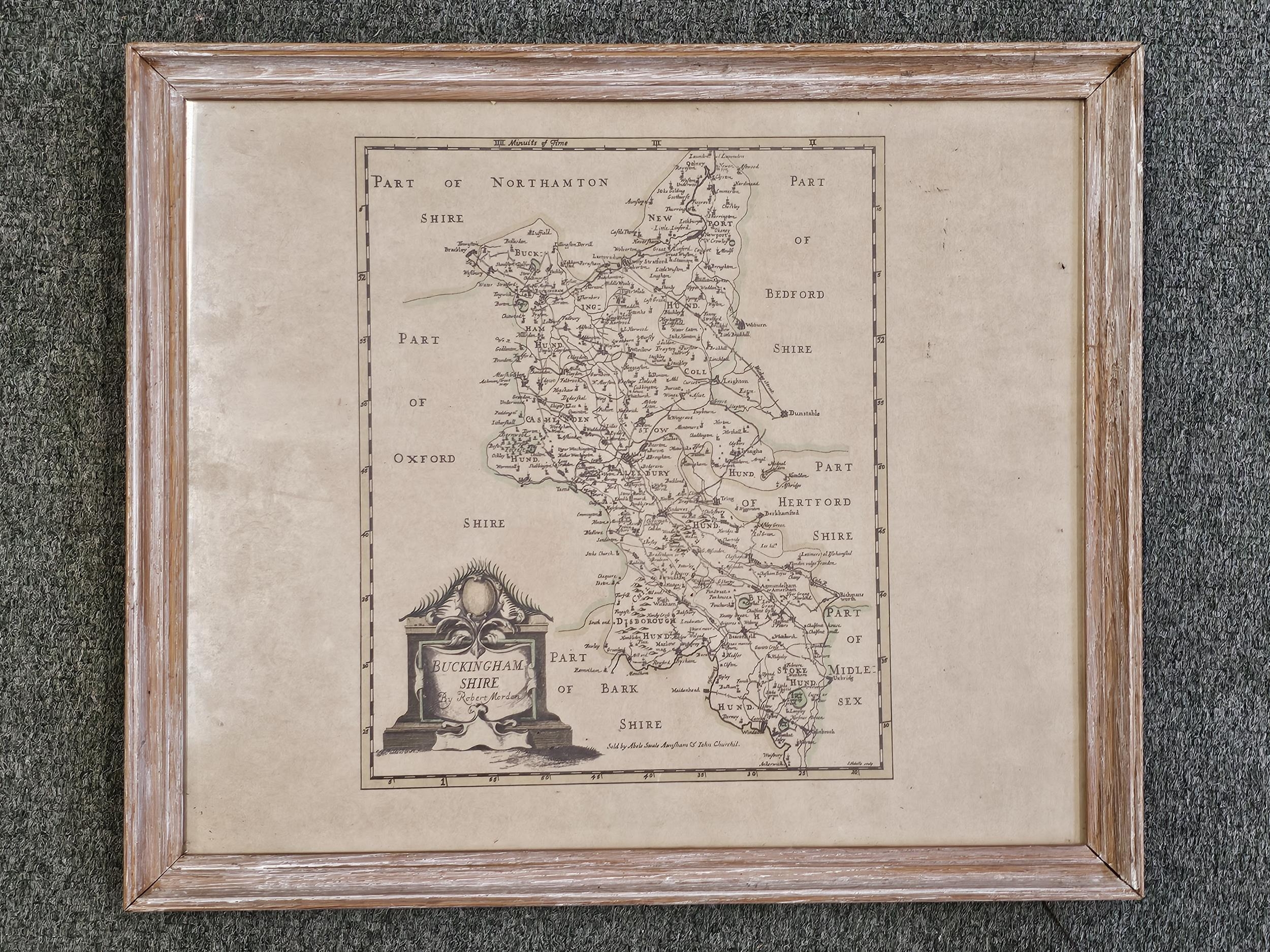 Two framed and glazed maps of Northamptonshire. Largest H.39 W.46cm. - Image 3 of 5