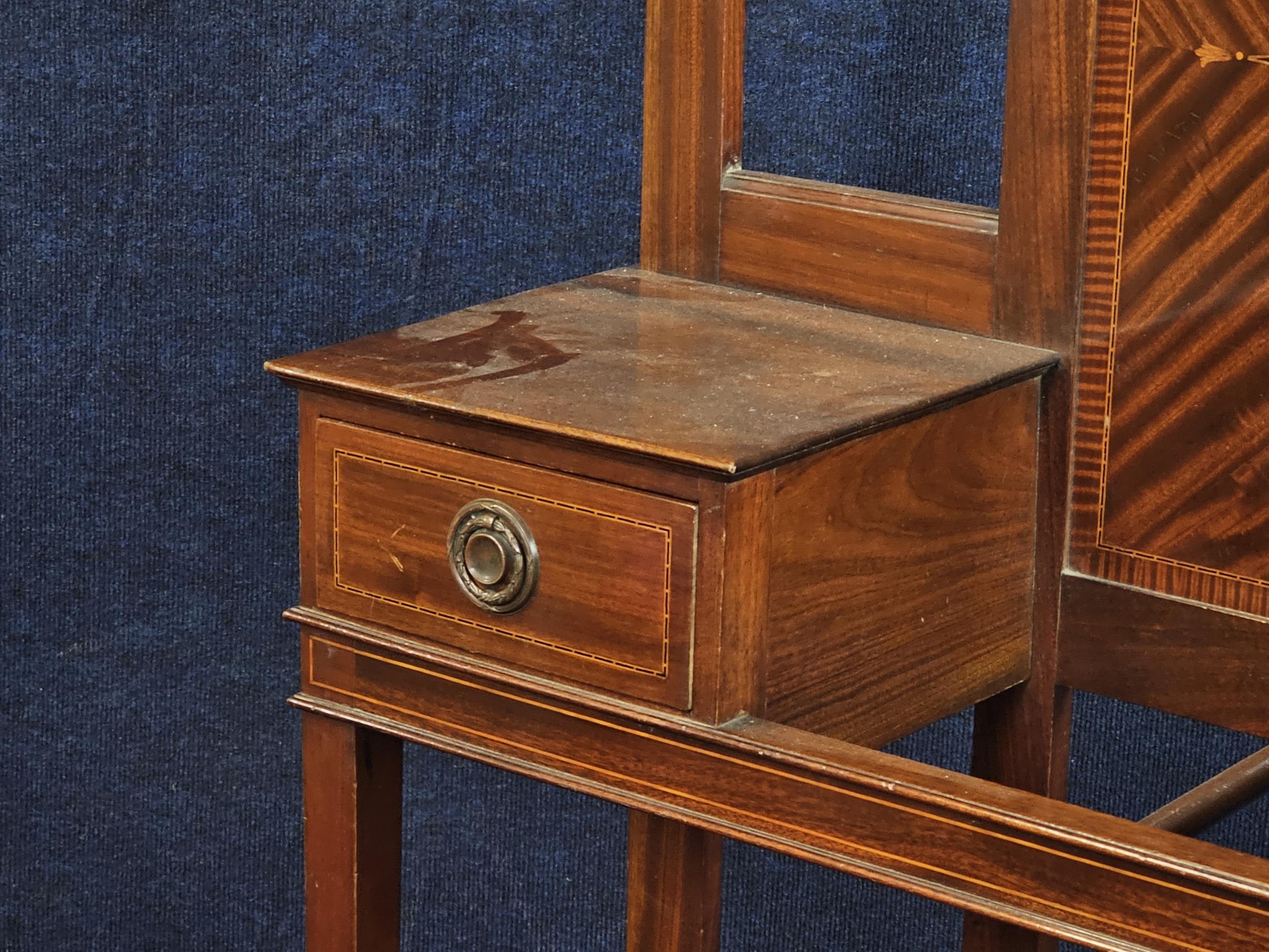 Hallstand, Edwardian mahogany and satinwood inlaid. H.198 W.94 D.30cm. - Image 3 of 5