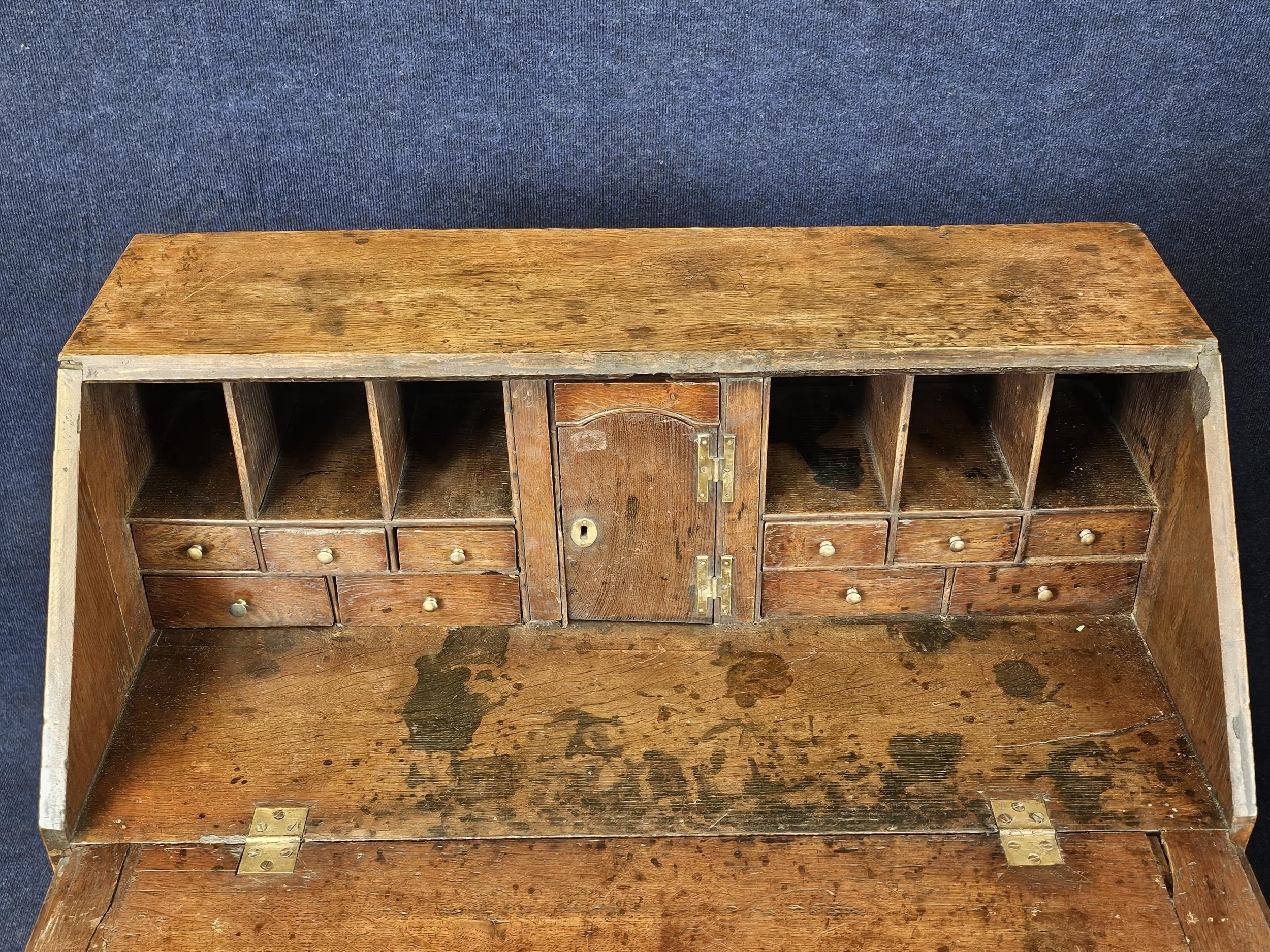 Bureau, 18th century country oak. H.109 W.98 D.42cm. - Image 5 of 6