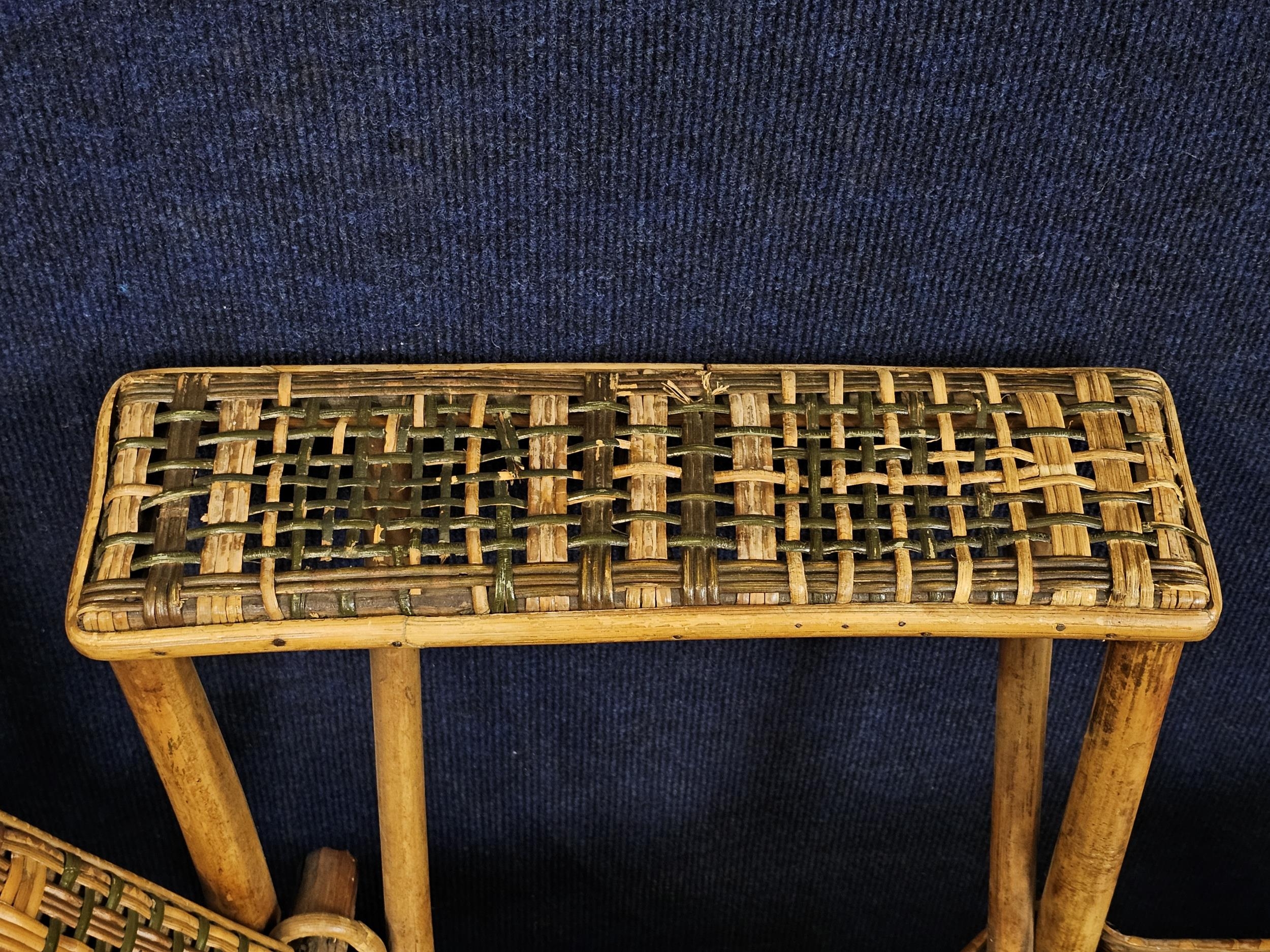 A mid century bamboo and wicker steamer lounger. H.90 W.180 L.78cm. - Image 5 of 9