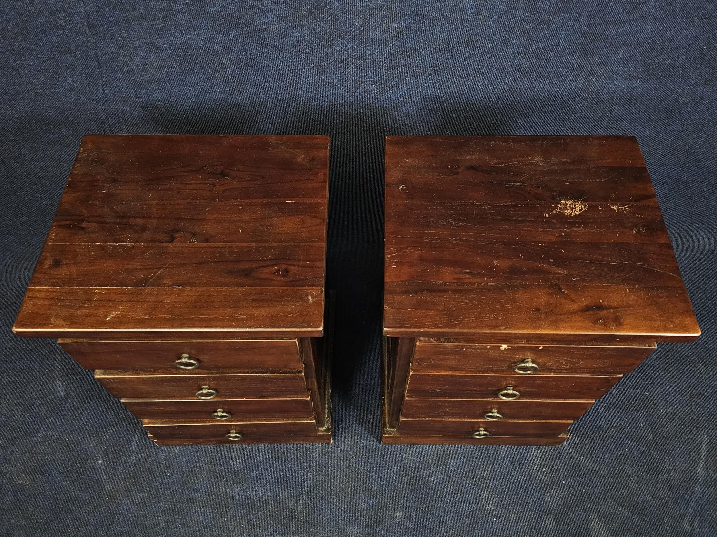 A pair of Eastern teak bedside cabinets. H.66 W.45 D.40 - Image 2 of 4