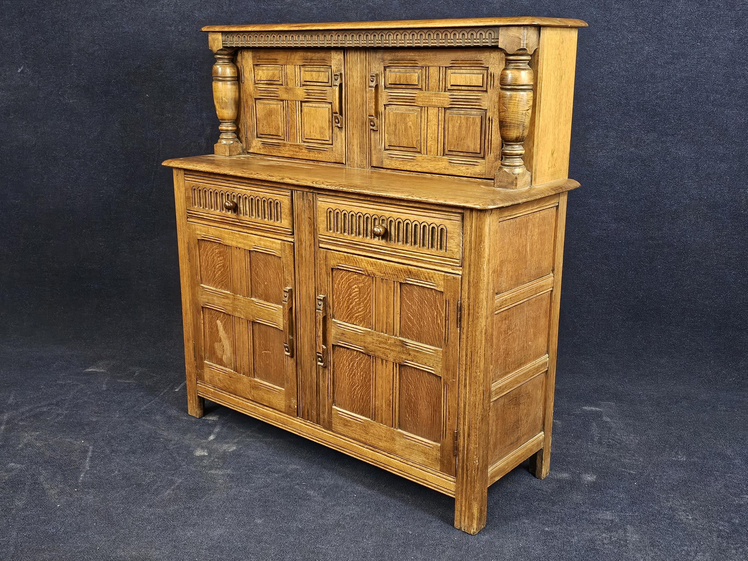 Court cupboard, mid century oak. H.124 W.120 D.44cm. - Image 2 of 6