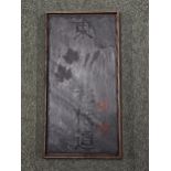 Chinese character marks on slate, framed. H.54 W.28cm.