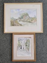 Two framed and glazed watercolours. Largest H.39 W.49cm.