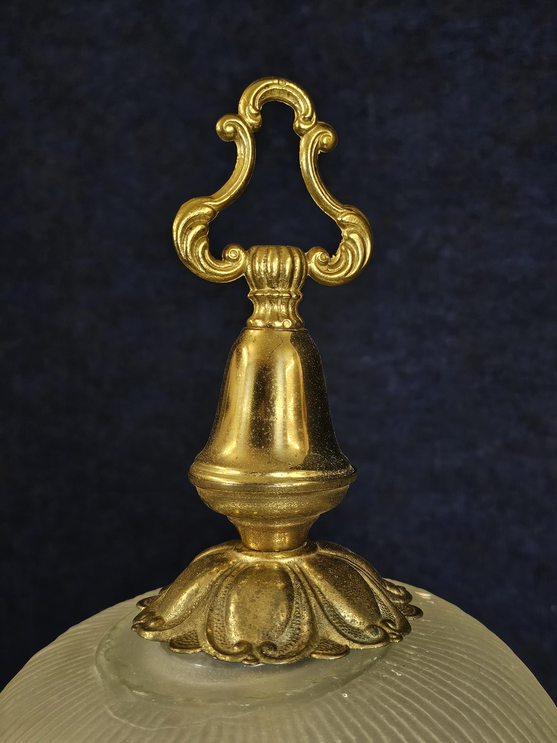 A large Ceramic Faience Quimper style lamp with glass shade. H.86cm. - Image 4 of 5