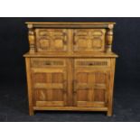 Court cupboard, mid century oak. H.124 W.120 D.44cm.