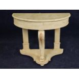 A Victorian distressed painted console table with marble top. (Raised back panel missing as