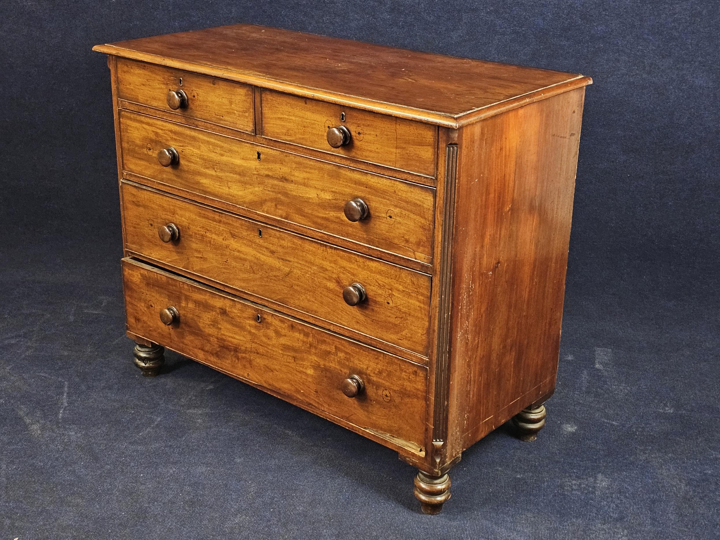 Chest of drawers, 19th century mahogany. H.103 W.122 D.60cm. - Image 2 of 6