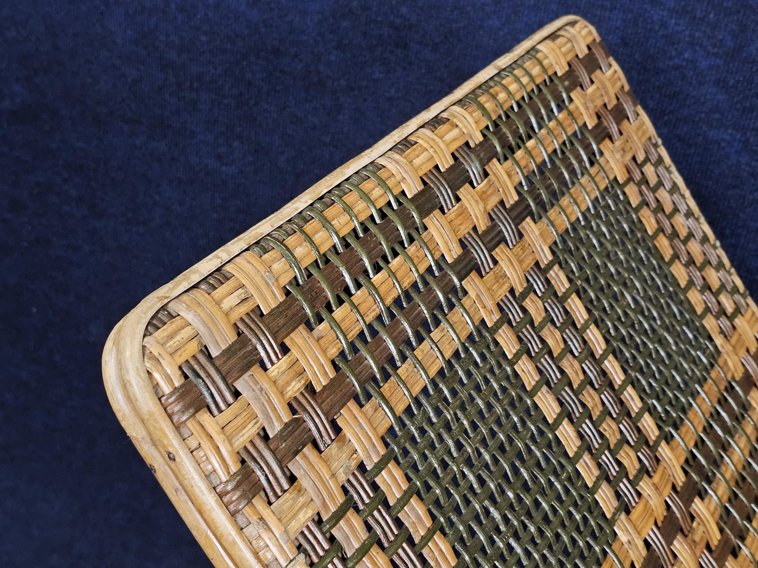 A mid century bamboo and wicker steamer lounger. H.90 W.180 L.78cm. - Image 4 of 9
