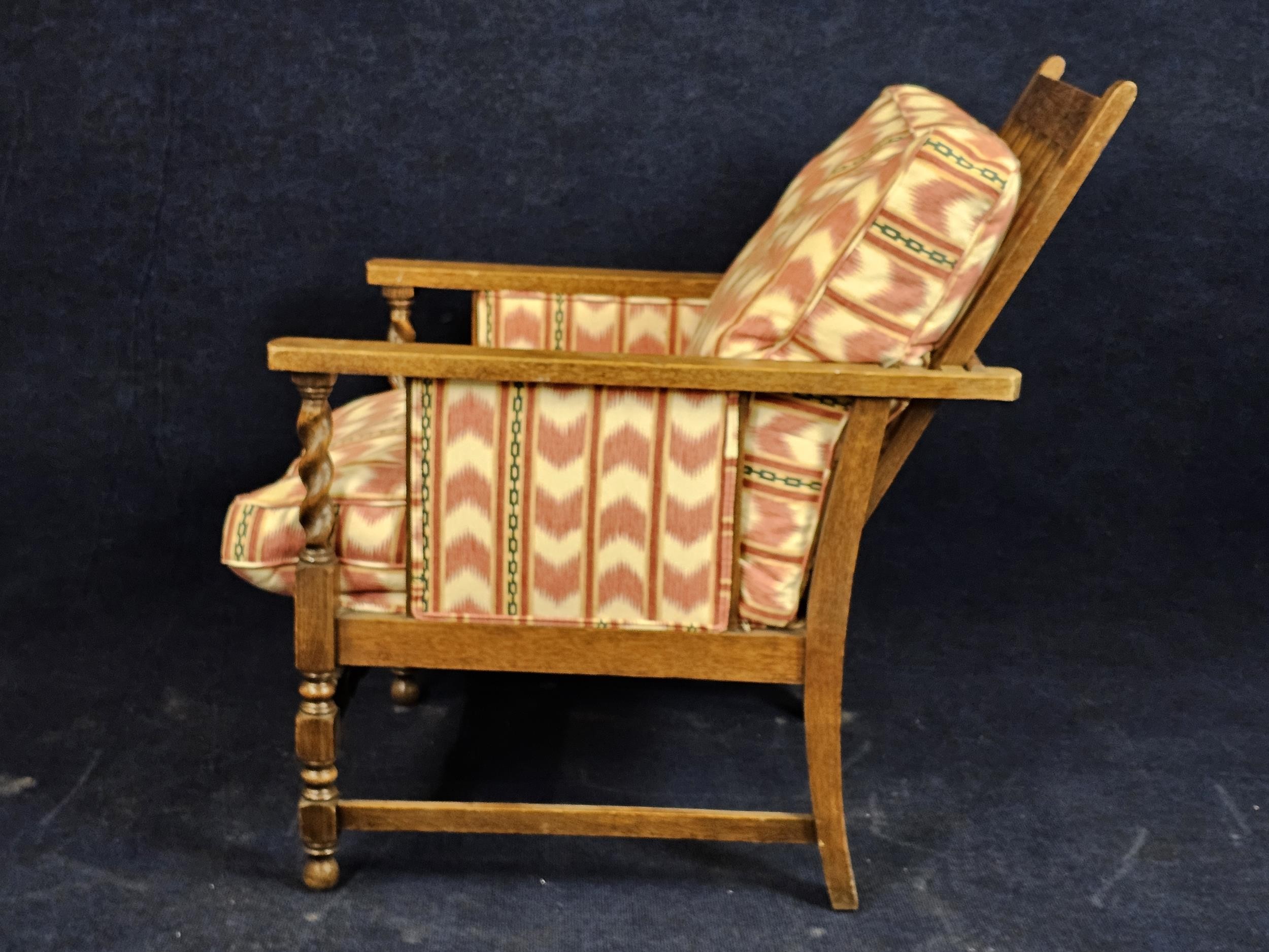 A mid century antique style oak armchair with adjustable back. H.98 W.64 D.90cm. - Image 5 of 6