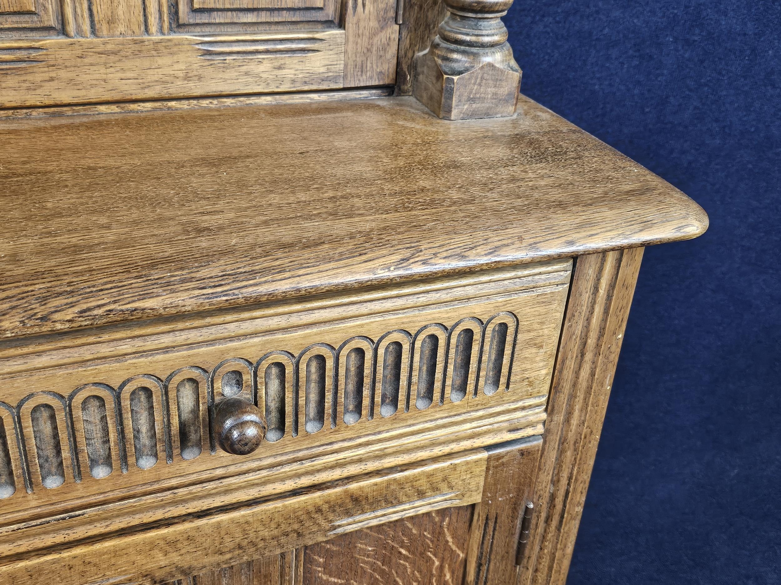 Court cupboard, mid century oak. H.124 W.120 D.44cm. - Image 6 of 6