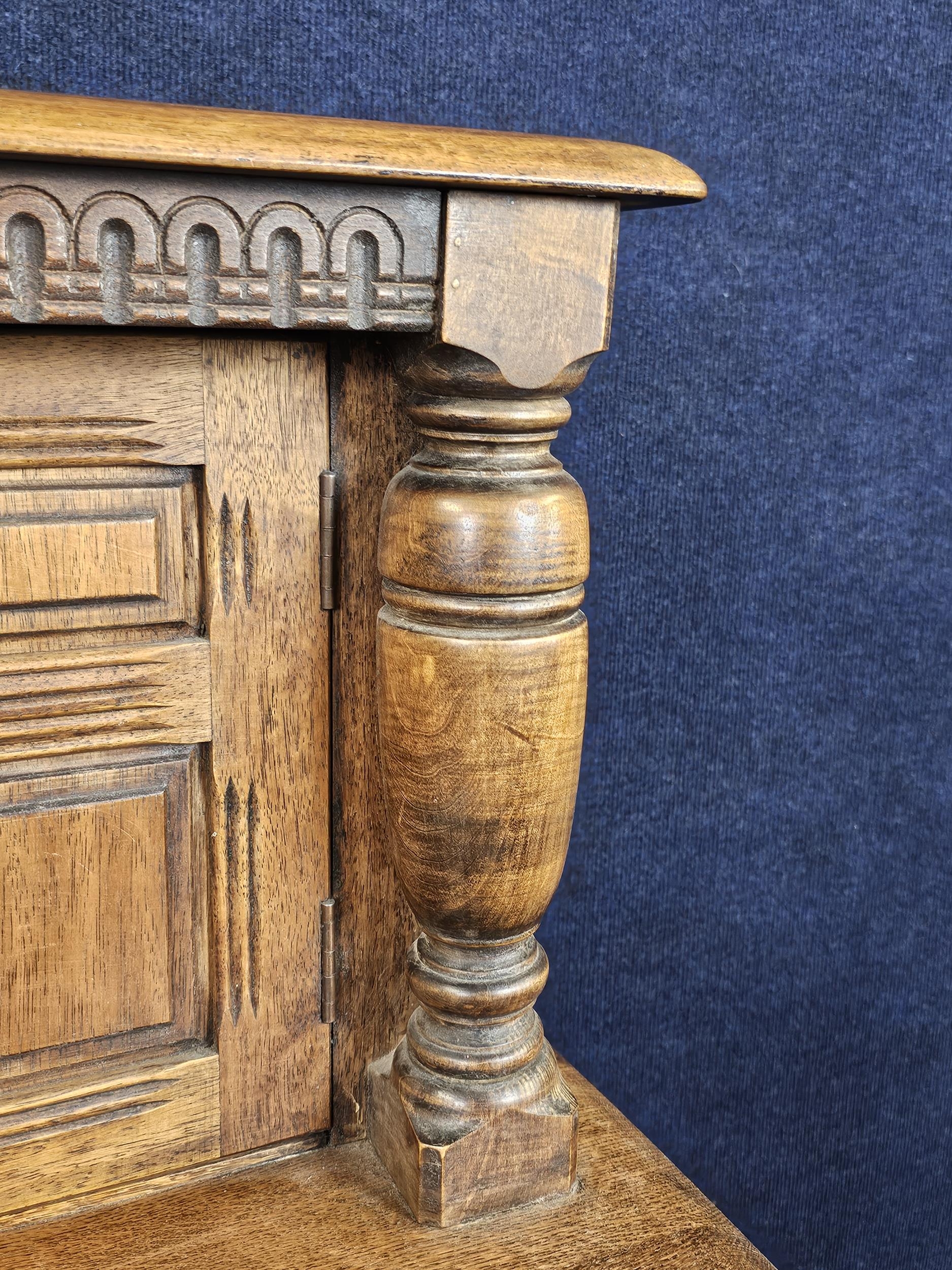 Court cupboard, mid century oak. H.124 W.120 D.44cm. - Image 4 of 6