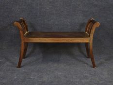 Window seat, Eastern teak 19th century style. H.60 W.104 D.37