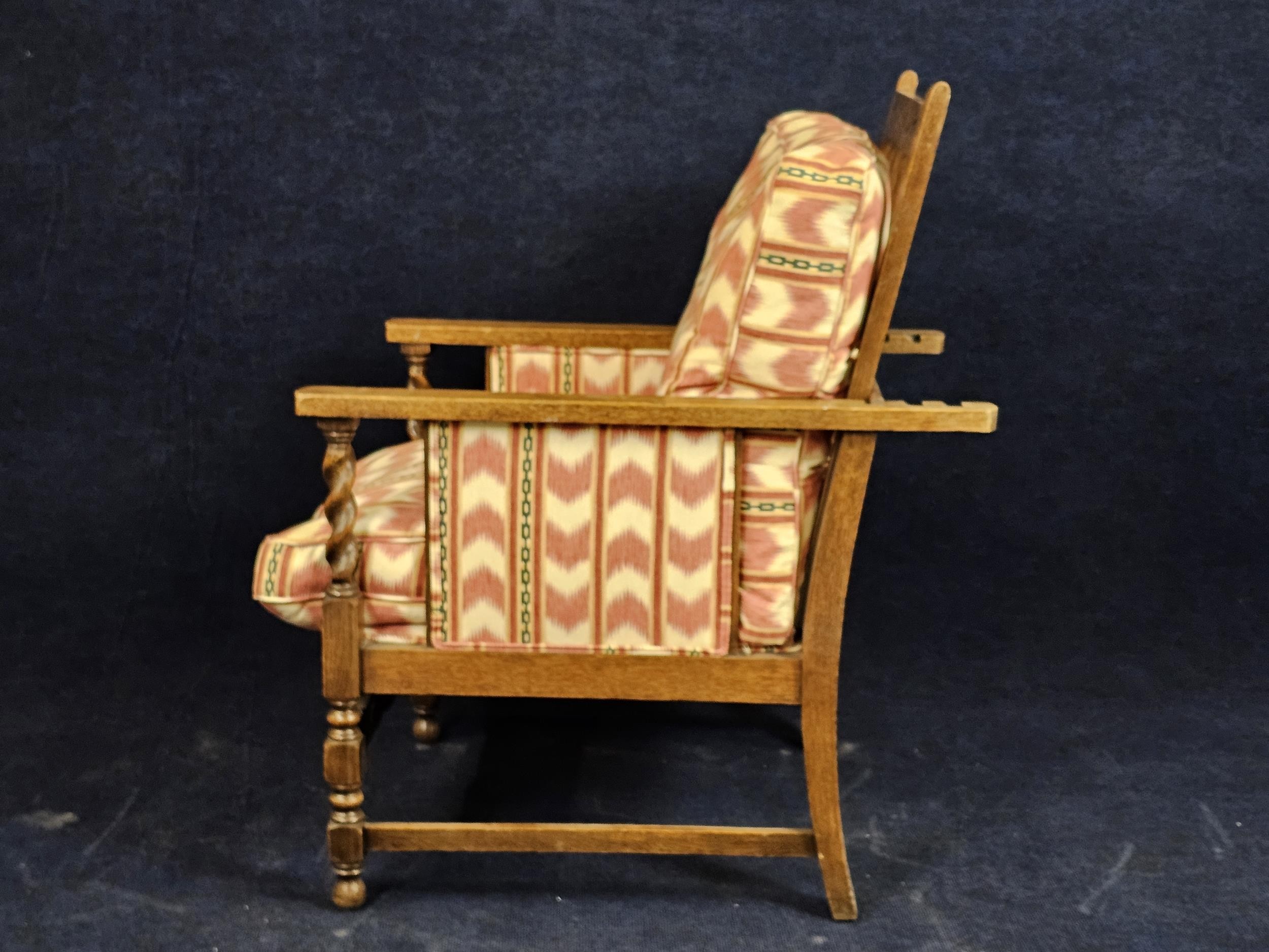 A mid century antique style oak armchair with adjustable back. H.98 W.64 D.90cm. - Image 4 of 6