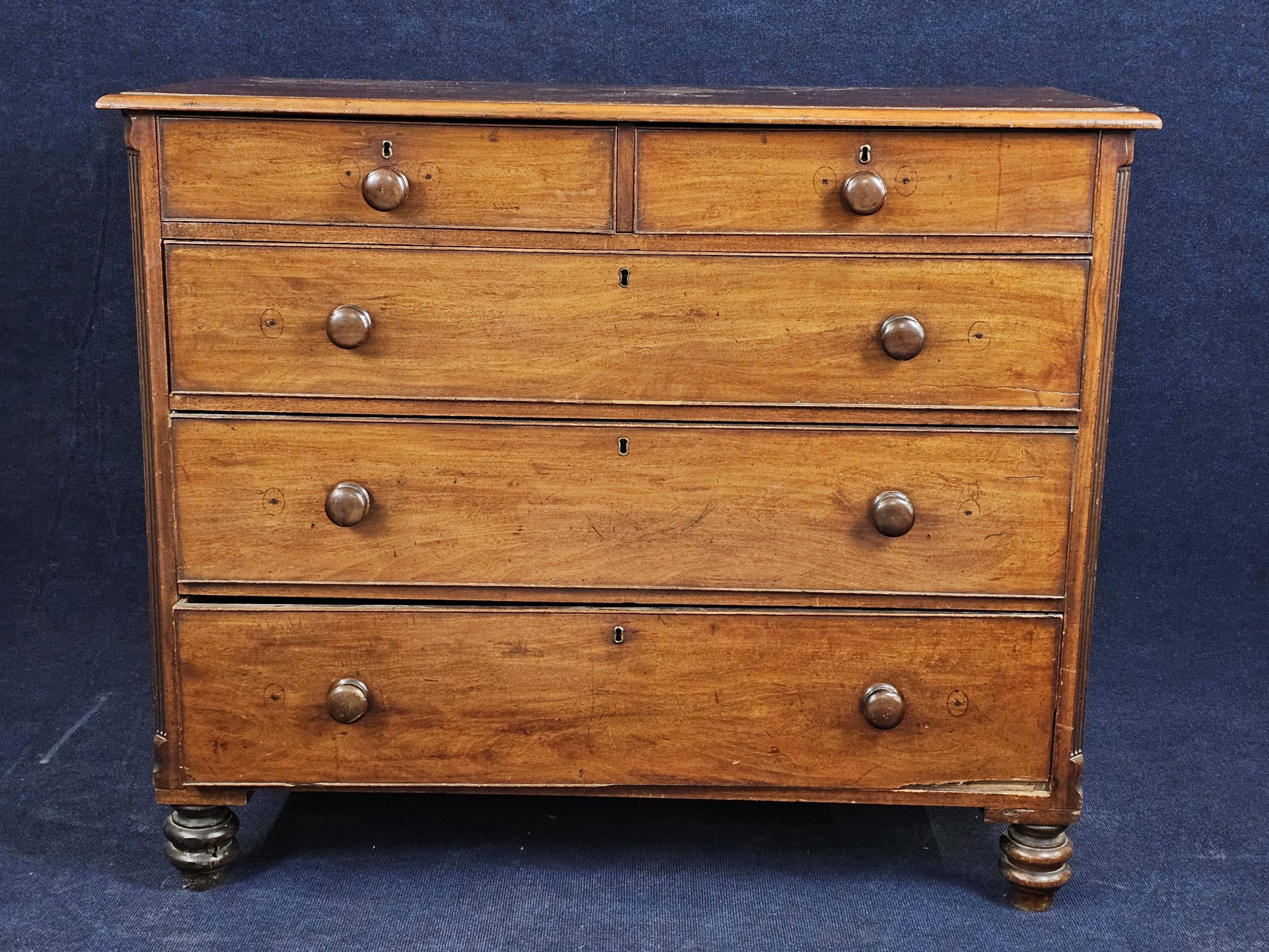 Chest of drawers, 19th century mahogany. H.103 W.122 D.60cm.