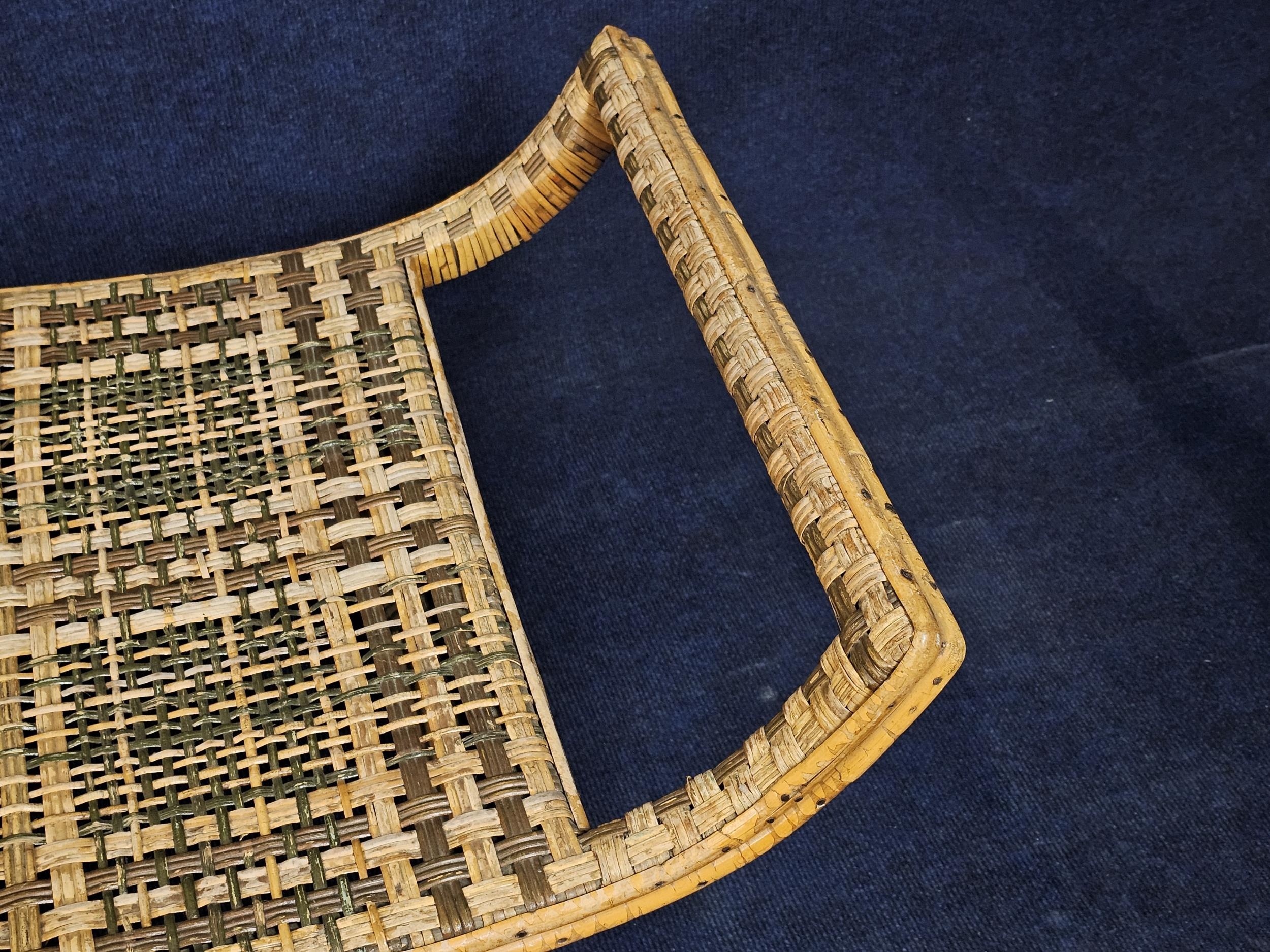 A mid century bamboo and wicker steamer lounger. H.90 W.180 L.78cm. - Image 3 of 9