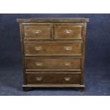 Chest of drawers, 19th century style Indian teak. H.121 L.101 D.56cm.