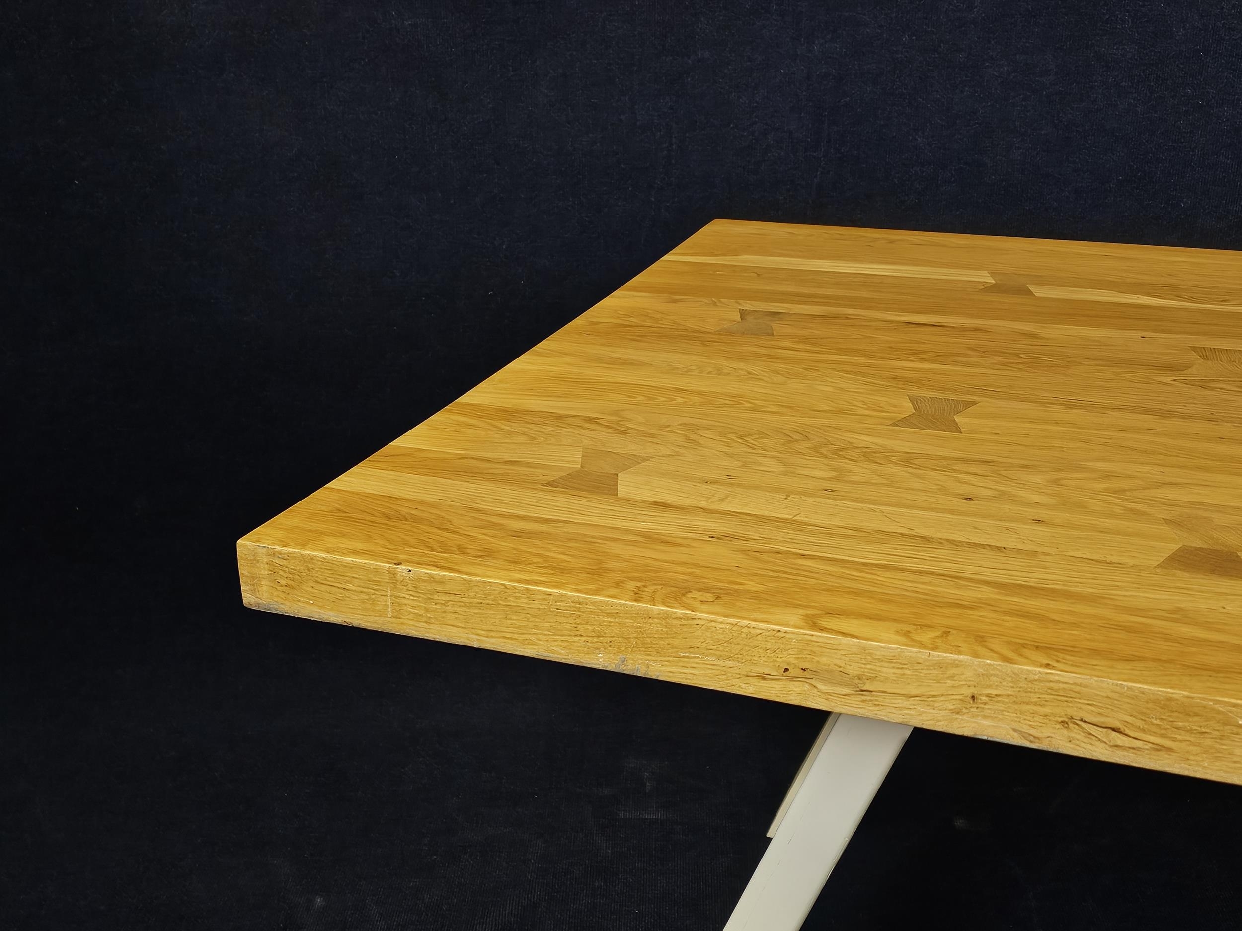 Dining table, contemporary oak on painted base. H.72 W.200 D.100cm. - Image 4 of 4