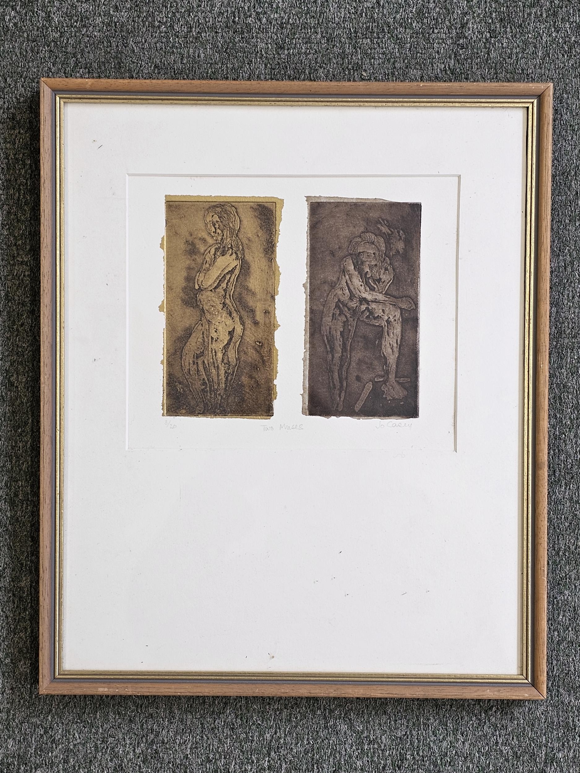 Jo Casey, Two Muses, limited edition print inscribed 3/20. Framed and glazed. H.43 W.35cm. - Image 2 of 3