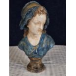 A painted plaster bust. H.46cm.