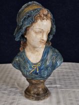 A painted plaster bust. H.46cm.