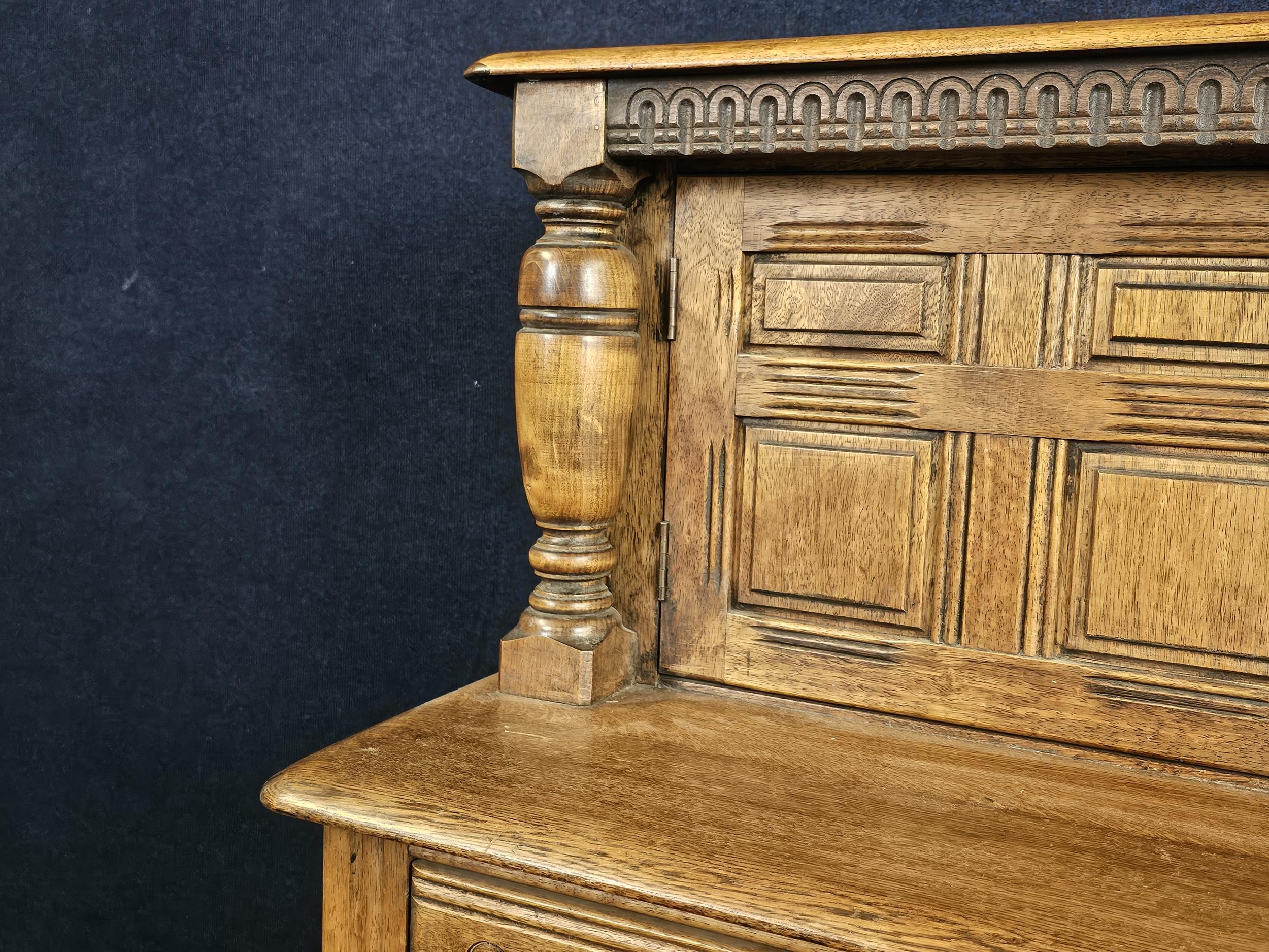 Court cupboard, mid century oak. H.124 W.120 D.44cm. - Image 5 of 6