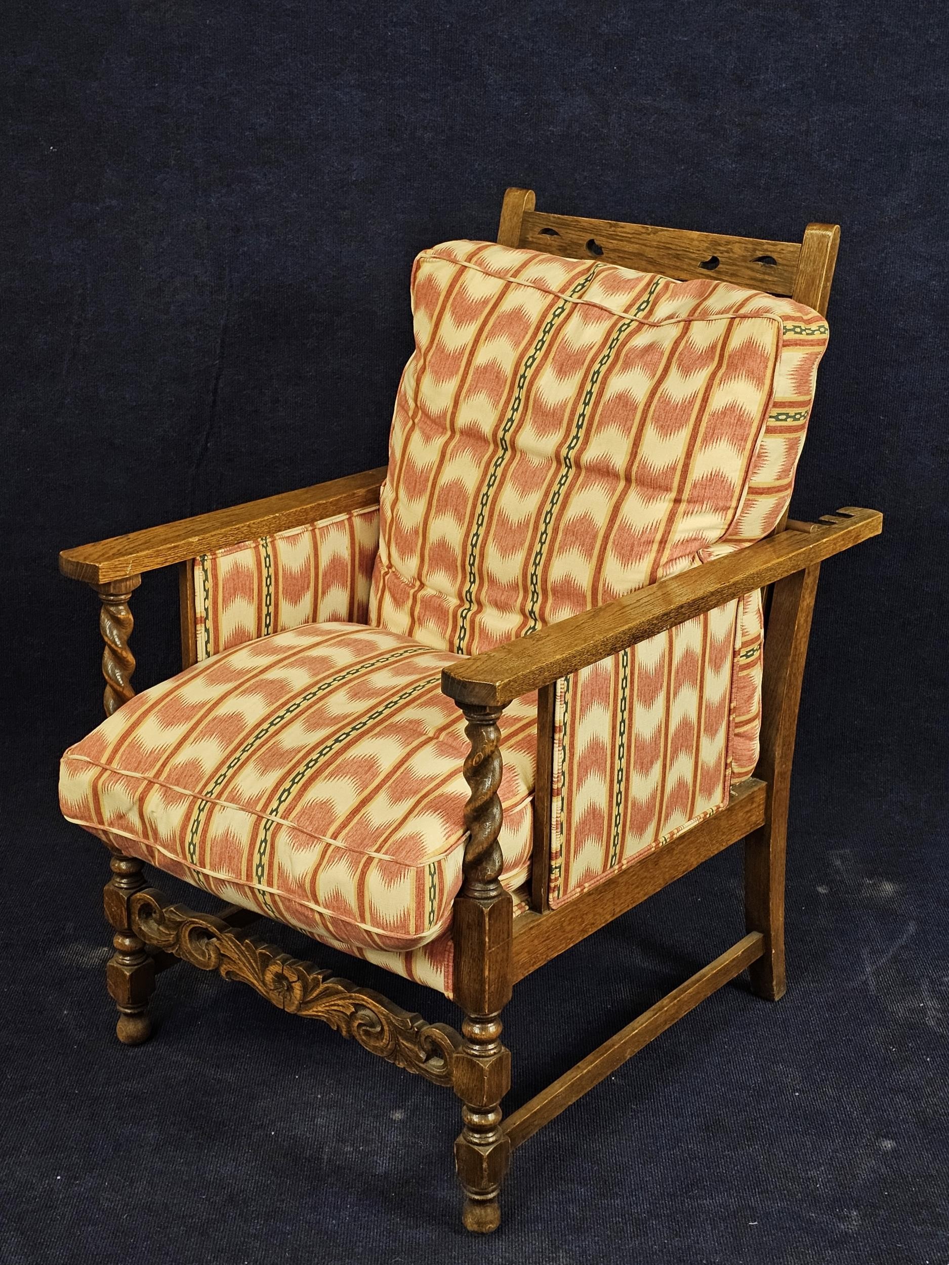 A mid century antique style oak armchair with adjustable back. H.98 W.64 D.90cm. - Image 2 of 6