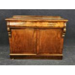 Chiffonier, 19th century mahogany with inset leather top. H.92 W.122 D.52cm. (Back rail is loose).