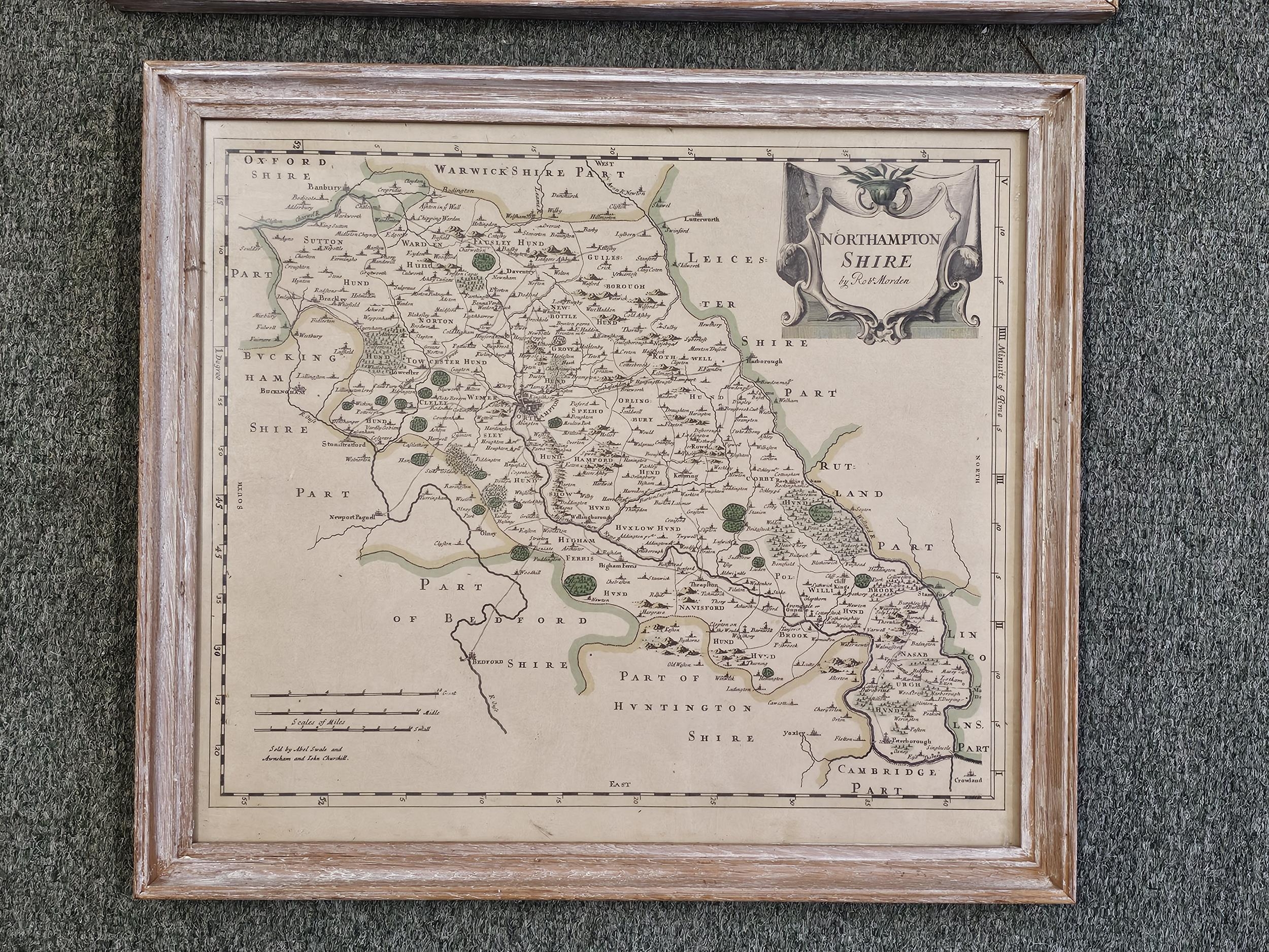 Two framed and glazed maps of Northamptonshire. Largest H.39 W.46cm. - Image 2 of 5
