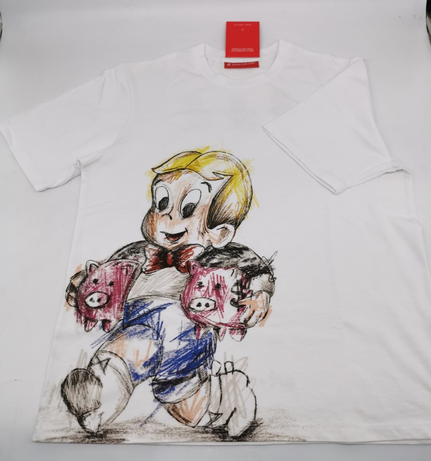 An 'Eden Gallery' Sold as Seen exhibition T-shirt by Alec Monopoly, Size small. With labels.