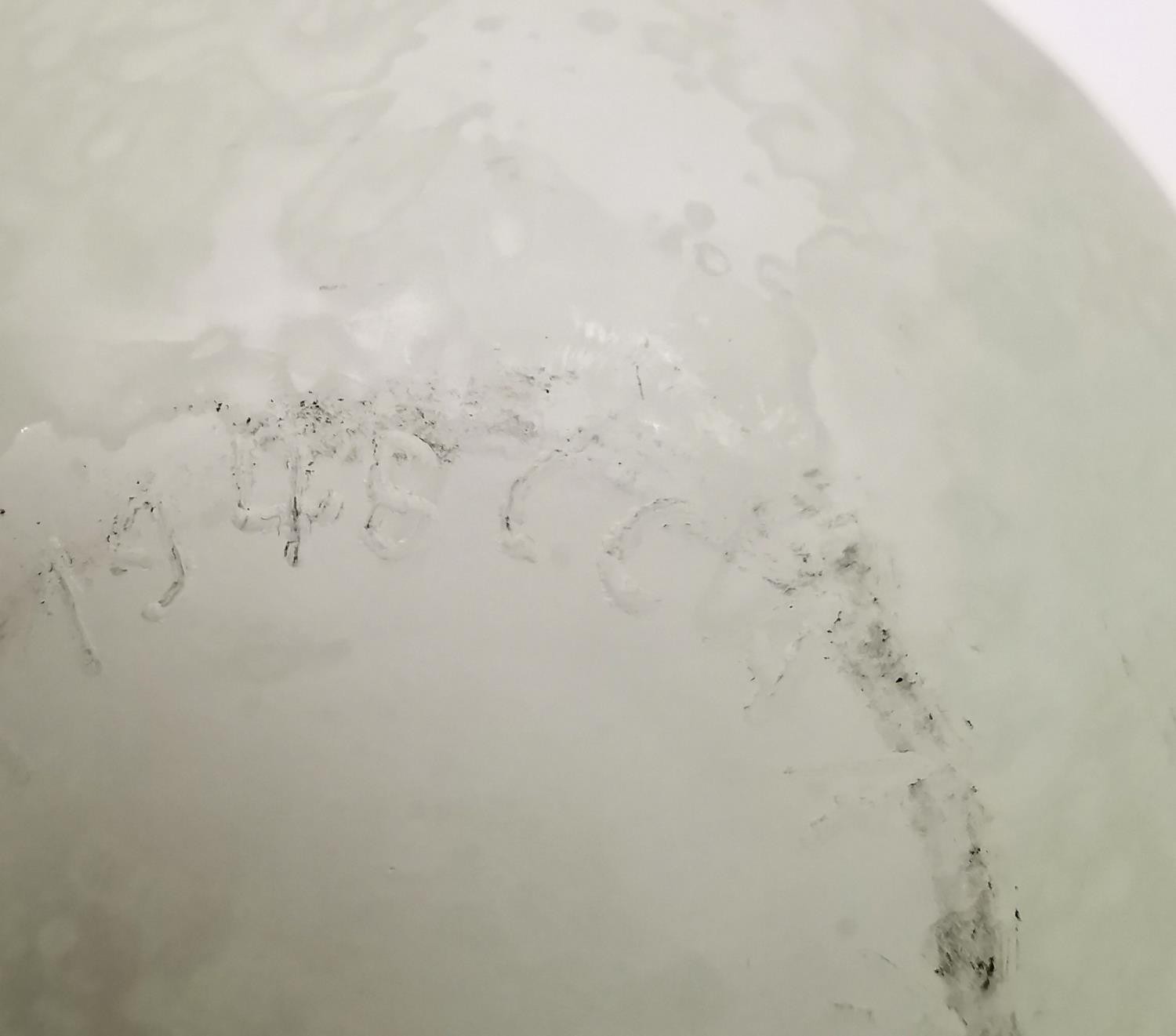 A CCAA Glasgalerie RGM/RCM glass roman replica frosted bowl with green hue fading to opaque with - Image 8 of 10