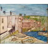 John Winwood, 20th Century, oil on board of Mousehole, Cornwall. Signed and dated 1955. Framed.