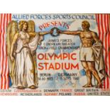 An unframed vintage 1946 Allied Forces Sports Council advertising poster. Olympic Stadium, Berlin,