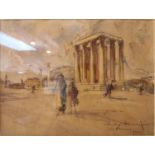 Alexander Barkoff, Greek, (1870-1942), watercolour and pencil on paper, visiting the ruins at