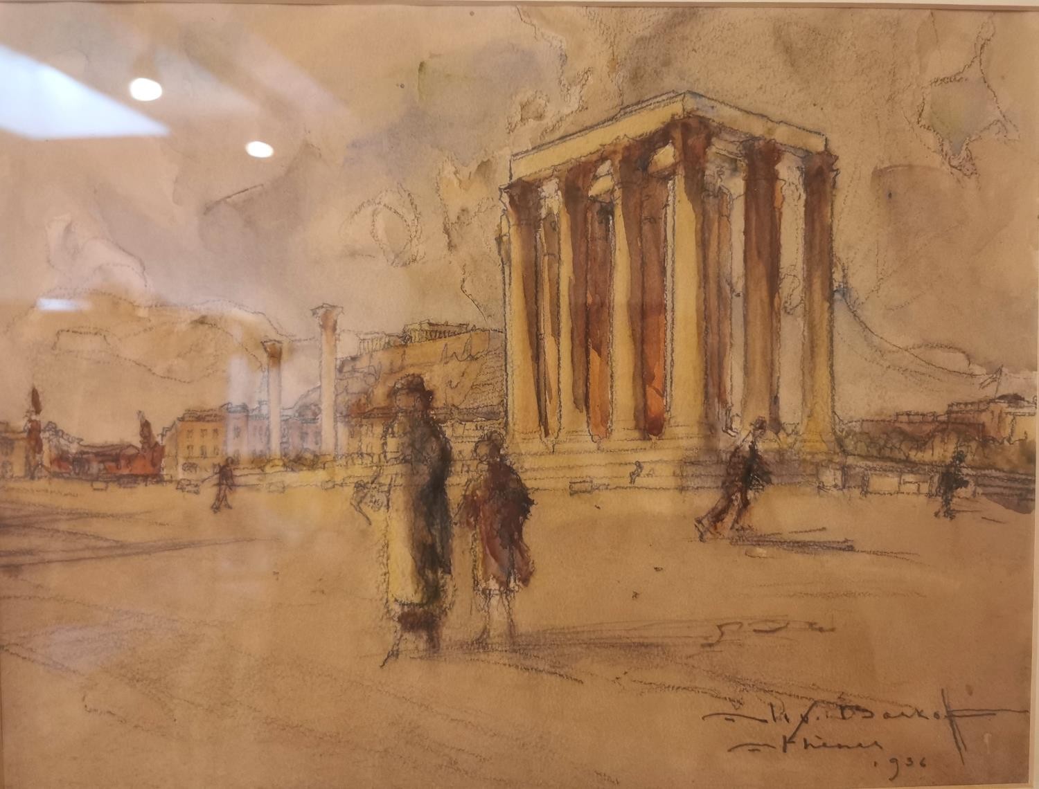 Alexander Barkoff, Greek, (1870-1942), watercolour and pencil on paper, visiting the ruins at - Image 4 of 9